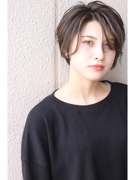 リム(RiM...) コントラストハイライトカラーショートボブ