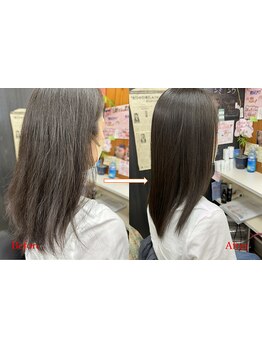 髪のダメージを補修し、髪質を改善。カラーやパーマとの相性も◎理想の質感を叶えます。