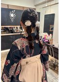 卒業式　小学生  ツイン編みおろしスタイル