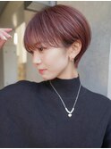 大人可愛い20代30代40代黒髪前下がりひし形小顔ボブ丸みショート