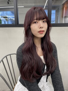 ニコ トウキョウ 渋谷(nico TOKYO) ダブルカラーチェリーレッドピンクブラウン韓国レイヤーロング