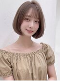 夏カラーブリーチなし内巻きボブミルクティーベージュp北浦和