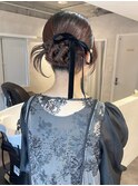 タイトカチモリリボンツヤ髪タイトアレンジお呼ばれヘア美髪