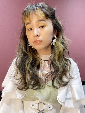 アルバム 池袋(ALBUM) インナーカラーミント_グレージュカラーボブウルフ_69195