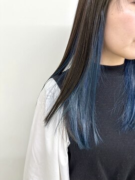 フォーク FOLK 【FOLK】透明感インナーブルー☆似合わせストレートロング♪