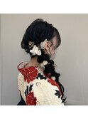 成人式　ツイン編みおろしヘア