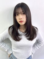 ハピネス 梅田茶屋町店(HAPPINESS) 韓国スタイル レイヤーカット ぱっつん前髪 暗髪