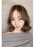 オリーブベージュ ニュアンスパーマ レイヤーカット藤沢
