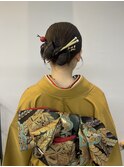 成人式、卒業式に★シンプルタイトリボンヘアセット金箔
