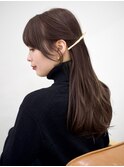 バレッタ　簡単ヘアアレンジ　透明感カラー　美髪イメチェン
