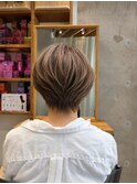 ◇大人40代50代60代ショートボブ丸みショート白髪ぼかし