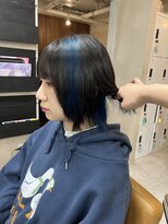 アジールヘア 東上野店(agir hair)&nbsp;10代20代30代オーシャンブルーカラーアシメ【上野】