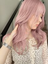 サンク 原宿 表参道(cinq)&nbsp;ミルクティーピンクグレージュミディアムウルフレイヤー長めボブ