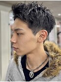 刈り上げアップバングスパイキーショートパーマスパイラルパーマ
