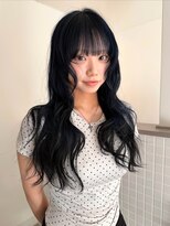 テトヘアー(teto hair)&nbsp;ネイビーブルー/ブルーブラック/顔まわりレイヤー/暗髪カラー