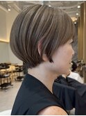表参道髪質改善白髪ぼかし髪質改善ミディアムボブグレージュ50代