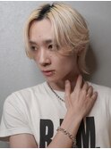 メンズマッシュウルフ×ハイトーン×カルマパーマ仕上げ