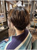 158. ハイライトショート/ゆるふわパーマ/顔周り/艶感