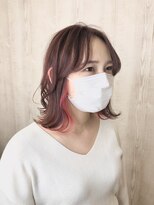 ラッズプラスエイチ(Lads+h)&nbsp;インナーカラー　ピンクレッド　韓国風