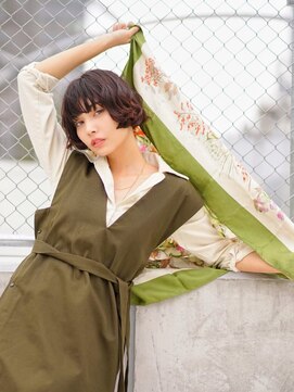 ナンバー デセオ 吉祥寺(N° deseo) 濡れ髪　切りっぱなし　オリーブカラー　セミウェットウェーブ