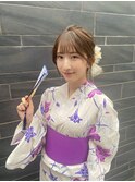 浴衣ヘアセット　浴衣ヘアアレンジ　アップヘア