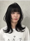顔まわりレイヤーカット/内巻きワンホン/韓国/富山/高岡/射水