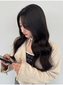 黒髪/顔周りカット/レイヤーカット/エクステロング/韓国ヘア