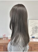 ブリーチなし透明感カラー柔らかグレー秋カラー冬カラーロング