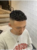 ベリーショートパーマスパイラルフェード