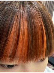前髪オレンジ×オレンジブラウン