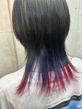 ピチカートシータ(pizzicato cita) ミディアムウルフ×インナーカラー　推しカラー