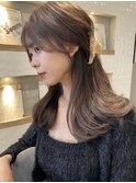 憧れ韓国くびれヘア/顔まわりカットレイヤーカット艶髪黒髪