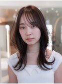 20代30代大人かわいい小顔くびれレイヤーカット黒髪前髪韓国風