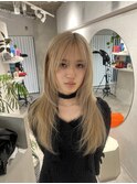 ロングウルフ名古屋/レイヤーカット名駅/ミルクティーベージュ