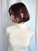 ヘアメイク ミチ 富田店(HAIRMAKE MICHI)&nbsp;【MICHI 富田店 古作蓮】 ブラウン 丸みボブ 30代 大人ガーリー