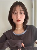 似合わせカット小顔シースルーバングベージュくびれレイヤーボブ