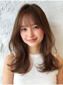 レイヤー 顔周りレイヤー 前髪カット 透明感カラー くびれヘア
