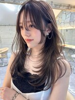 サイン 渋谷(SIGN) 韓国ヘアーハッシュカットレイヤーカットグレージュブリーチ無し