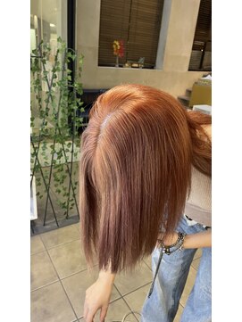 ソワン ドゥ ブレス 今里店(soin de brace) ブリーチなしダブルカラー オレンジブラウン