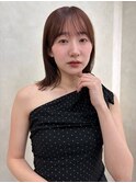 顔周りカット/縮毛矯正/ダークブラウン/コーラルにピンク/ボブ