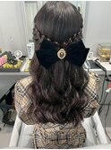 編み込みハーフアップ