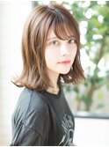 +animo吉川美南+キャラメルベージュ×鎖骨ミディアムくびれヘアE