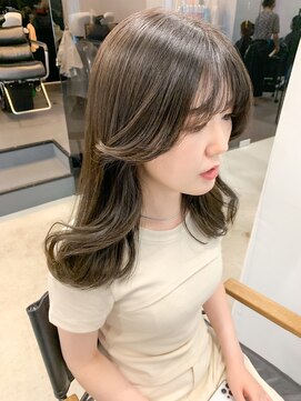 アリュウル 表参道(ALLURE) 韓国艶髪*オリーブベージュ×薄め前髪が可愛いくびれヘア