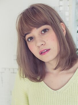 フラミューム 高崎(flammeum) 柔らかヘーゼルベージュ×重めバングミディ【高崎】