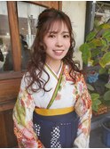 卒業式ハーフアップリボン