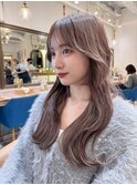 【韓国ヘア】顔周りカット　グレーベージュ　前髪パーマ