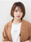 大人ガーリー チョコレート プリカール 小顔 丸みショートボブ