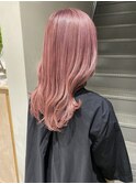 20代30代ソフトウルフ肩ラインダブルカラーピンクカラー
