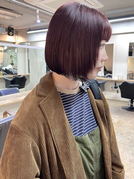 ソイ 下北沢(soi) 暖色ボブ_ワインレッド_パつっとボブ