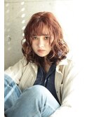 ミディアム　レイヤーパーマ　ピンクブラウン　代官山　恵比寿